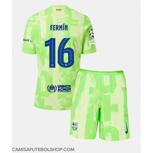 Camisa de time de futebol Barcelona Fermin Lopez #16 Replicas 3º Equipamento Infantil 2024-25 Manga Curta (+ Calças curtas)